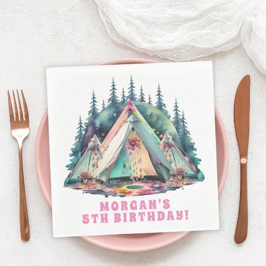 Camping Sleepover Verjaardagsfeest Servet