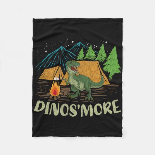 Camping S'more Dinosaur Liefhebber Grappige Dinosa Fleece Deken (Voorkant)