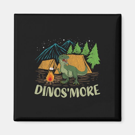 Camping S'more Dinosaur Liefhebber Grappige Dinosa Magneet (Voorkant)