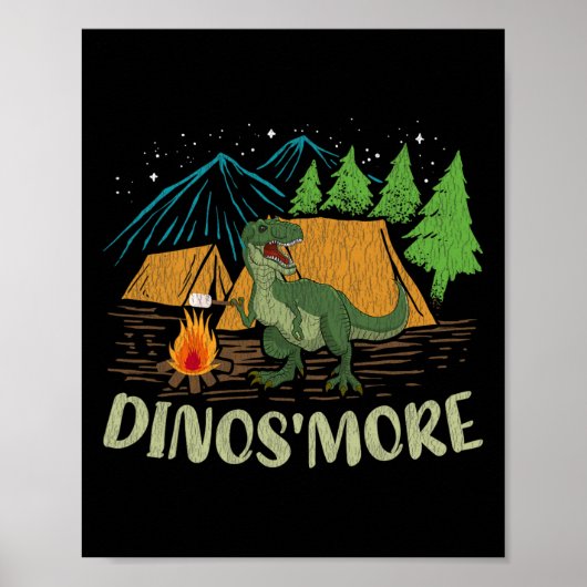 Camping S'more Dinosaur Lover Funny Dinosaur Campi Poster (Voorkant)