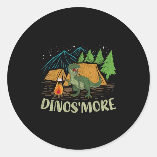 Camping Smore Dinosaur Lover Funny Dinosaur Campin Ronde Sticker (Voorkant)