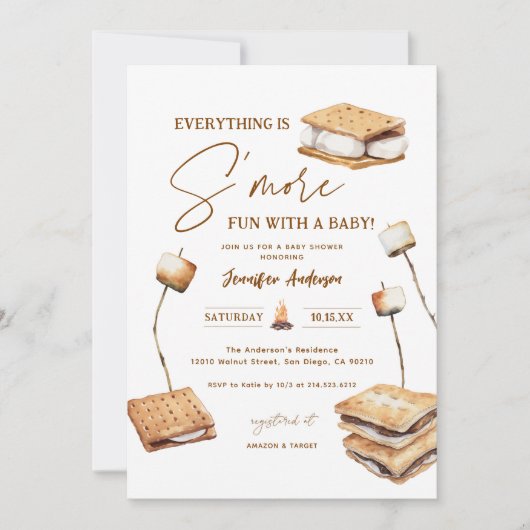 Camping S'more Fun Baby Shower Kaart (Voorkant)