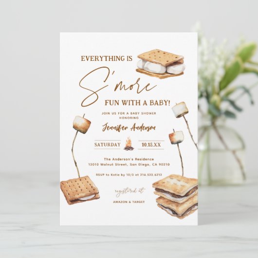 Camping S'more Fun Baby Shower Kaart (Staand voorkant)