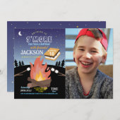 Camping S'More Party Camp Fire Photo Invitation Kaart (Voorkant / Achterkant)