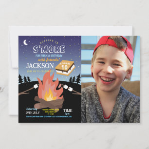 Camping S'More Party Camp Fire Photo Invitation Kaart