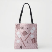 Camping Smores Marshmallows Biscuits Campfire Pink Tote Bag (Voorkant)