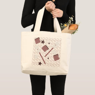 Camping Smores Marshmallows Biscuits Kampvuur Roze Grote Tote Bag