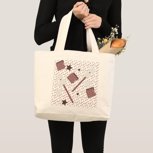 Camping Smores Marshmallows Biscuits Kampvuur Roze Grote Tote Bag (Voorkant (product))