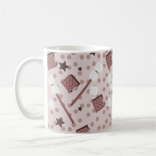 Camping Smores Marshmallows Biscuits Kampvuur Roze Koffiemok