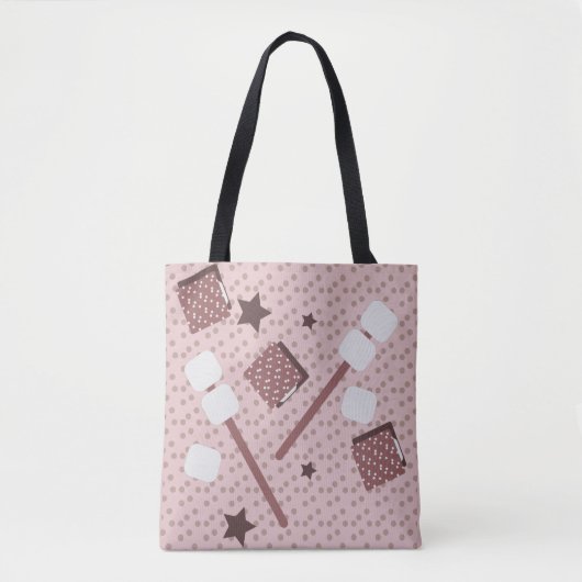 Camping Smores Marshmallows Biscuits Kampvuur Roze Tote Bag (Voorkant)