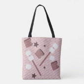 Camping Smores Marshmallows Biscuits Kampvuur Roze Tote Bag (Achterkant)