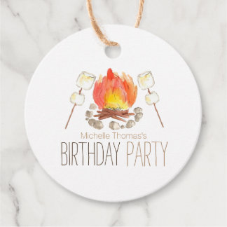 Camping smores outdoor verjaardagsgunst tag bedankjes labels