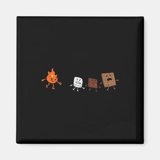 Camping Smores Running Fire Funny Group Knuffel Ma Magneet (Voorkant)