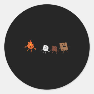 Camping Smores Running Fire Funny Group Knuffel Ma Ronde Sticker
