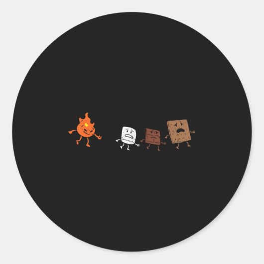 Camping Smores Running Fire Funny Group Knuffel Ma Ronde Sticker (Voorkant)