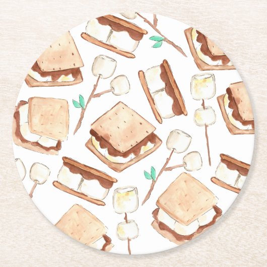 Camping smores verjaardagsfeestje onderzetters (Voorkant)