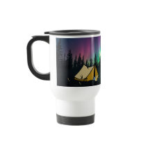 Camping - Snoozing Camper under Aurora Borealis