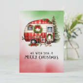 Camping Snowman Kerstthema Feestdagenkaart (Staand voorkant)