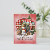 Camping Snowman Kerstthema Feestdagenkaart (Staand voorkant)