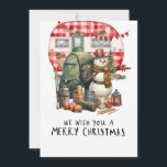 Camping Snowman Kerstthema voor Camper Feestdagenkaart<br><div class="desc">Camping Snowman Kerstthema voor Camper Holiday Kaart</div>