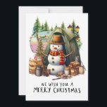 Camping Snowman Kerstthema voor Camper Feestdagenkaart<br><div class="desc">Camping Snowman Kerstthema voor Camper Holiday Kaart</div>