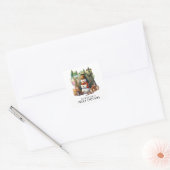 Camping Snowman Kerstthema voor Camper Vierkante Sticker (Envelop)