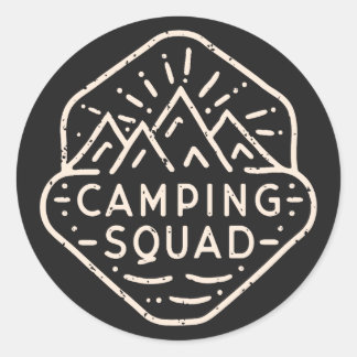 Camping squad avontuur buddies kampreis ronde sticker