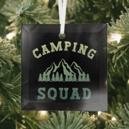 Camping Squad Camping Trip Moundoorn Outdoor Glas Ornament