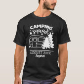 Camping squad-gezinshereniging met aanhangwagen en t-shirt (Voorkant)