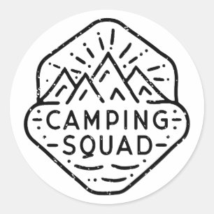 Camping squad matching zomerkamp ronde sticker