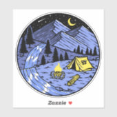 Camping Sterrennacht Mountain Stream Tent Sticker (Vel)
