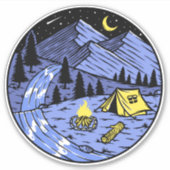 Camping Sterrennacht Mountain Stream Tent Sticker (Voorkant)