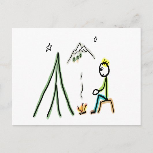 Camping Stickman Briefkaart (Voorkant)