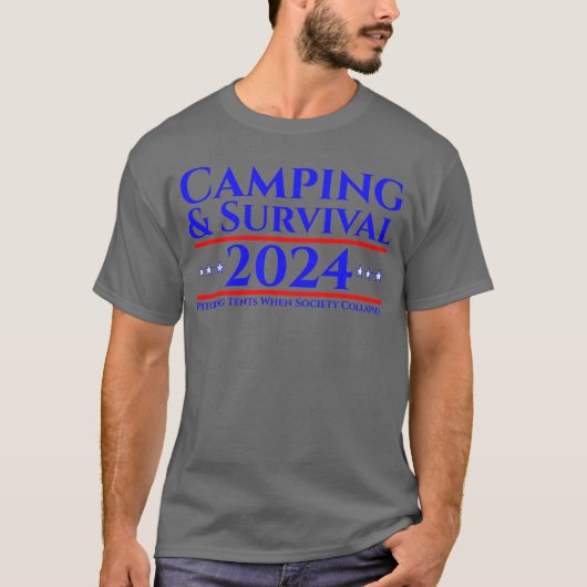 Camping Survival Pitchingents 2024 retro T-shirt (Voorkant)