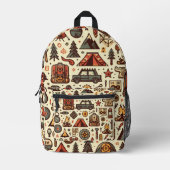 Camping Symbolen Bedrukte Rugzak (Voorkant)