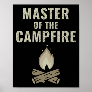 Camping T-shirt Meester van het Kampvuur Geschenk Poster