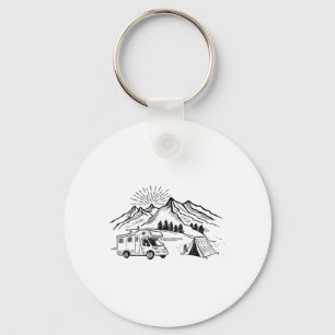 Camping T-shirt Tent Avontuur en Kampeer vuur Berg Sleutelhanger