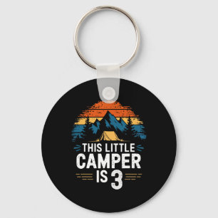 Camping T-shirt voor 3e verjaardag voor kinderen v Sleutelhanger