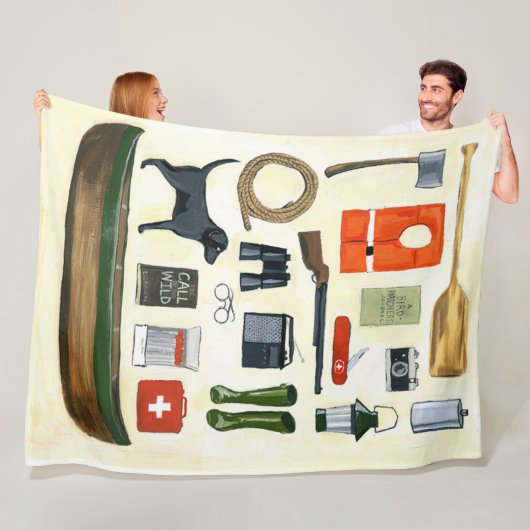  Camping Taxonomy Plush Quilt Fleece Deken (In situ)