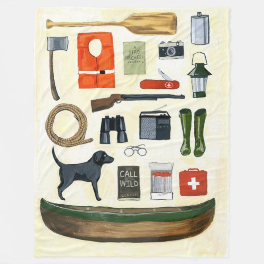  Camping Taxonomy Plush Quilt Fleece Deken (Voorkant)