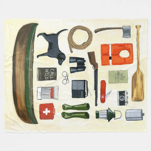 Camping Taxonomy Plush Quilt Fleece Deken (Voorkant (Horizontaal))