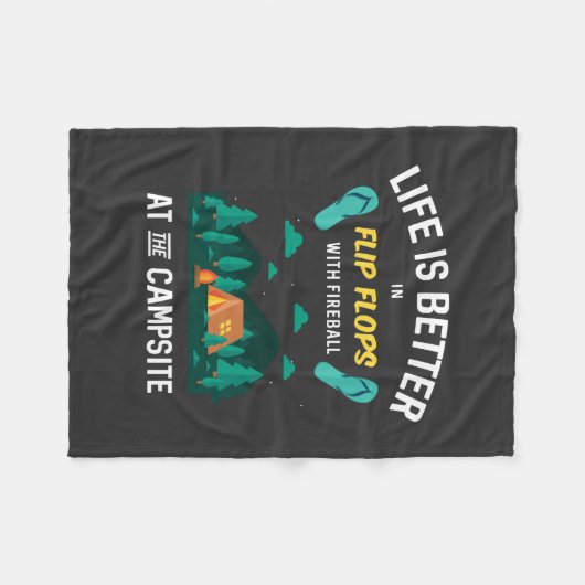 Camping - Teenslippers met vuurbal Fleece Deken (Voorkant (Horizontaal))