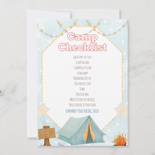 Camping Tent Bonfire Boy Birthday Uitnodiging (Achterkant)