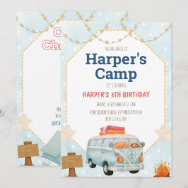 Camping Tent Bonfire Boy Birthday Uitnodiging