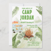 Camping Tent Bonfire Boy Birthday Uitnodiging (Voorkant)