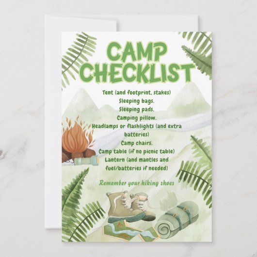 Camping Tent Bonfire Boy Birthday Uitnodiging (Achterkant)