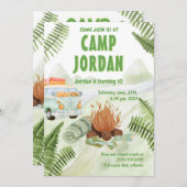 Camping Tent Bonfire Boy Birthday Uitnodiging (Voorkant / Achterkant)
