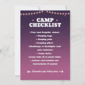 Camping Tent Bonfire Girl Birthday Invitation Kaart (Achterkant)