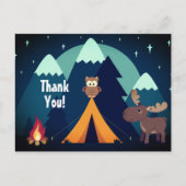 Camping, tent, bos dieren berg dank u briefkaart (Voorkant)