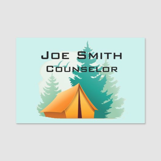 Camping Tent Bossen Design Name Tag (Voorkant)